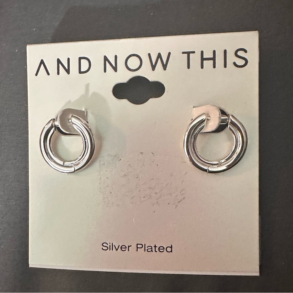 NWT And Now This Highly Polished Small hoop Earrings, 0.78" - Silver Plated